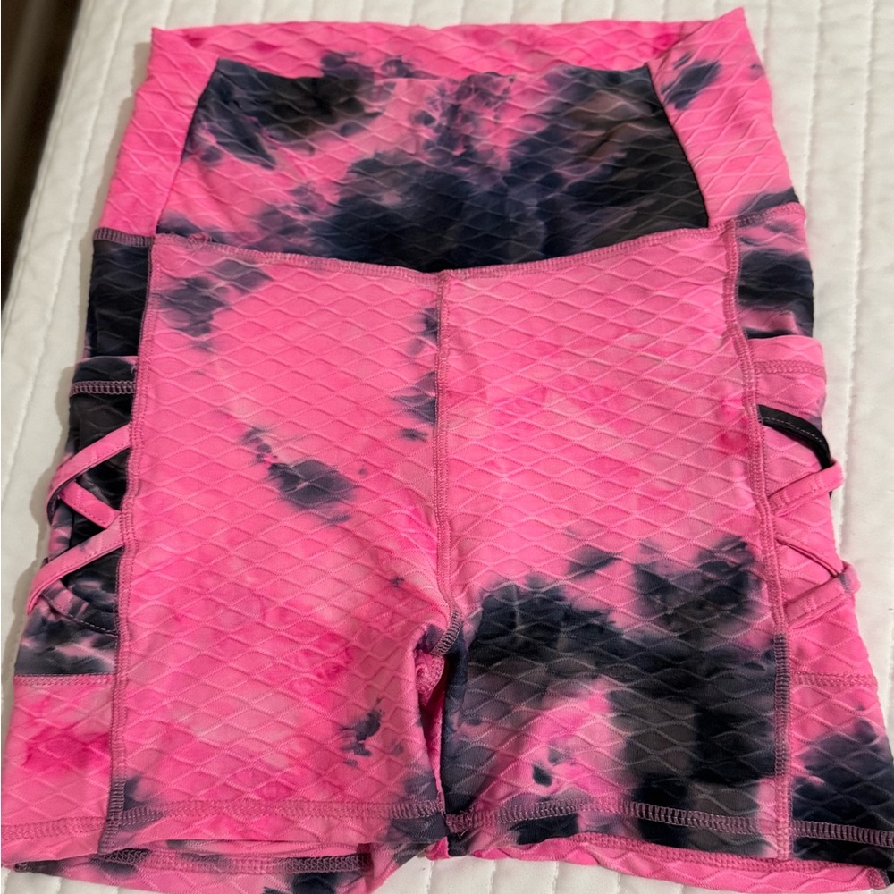 Pink and Black Tie-Dye Women's Shorts